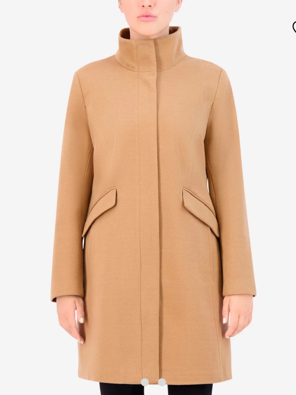 NWT Cole Hahn Twill Textured Long Coat Lined Beige Size 14